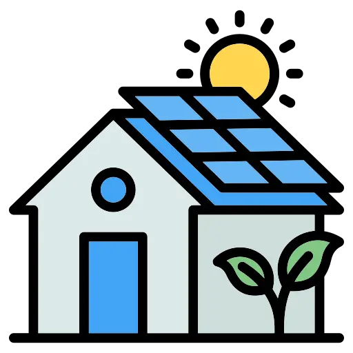 Solar Panels on House Icon