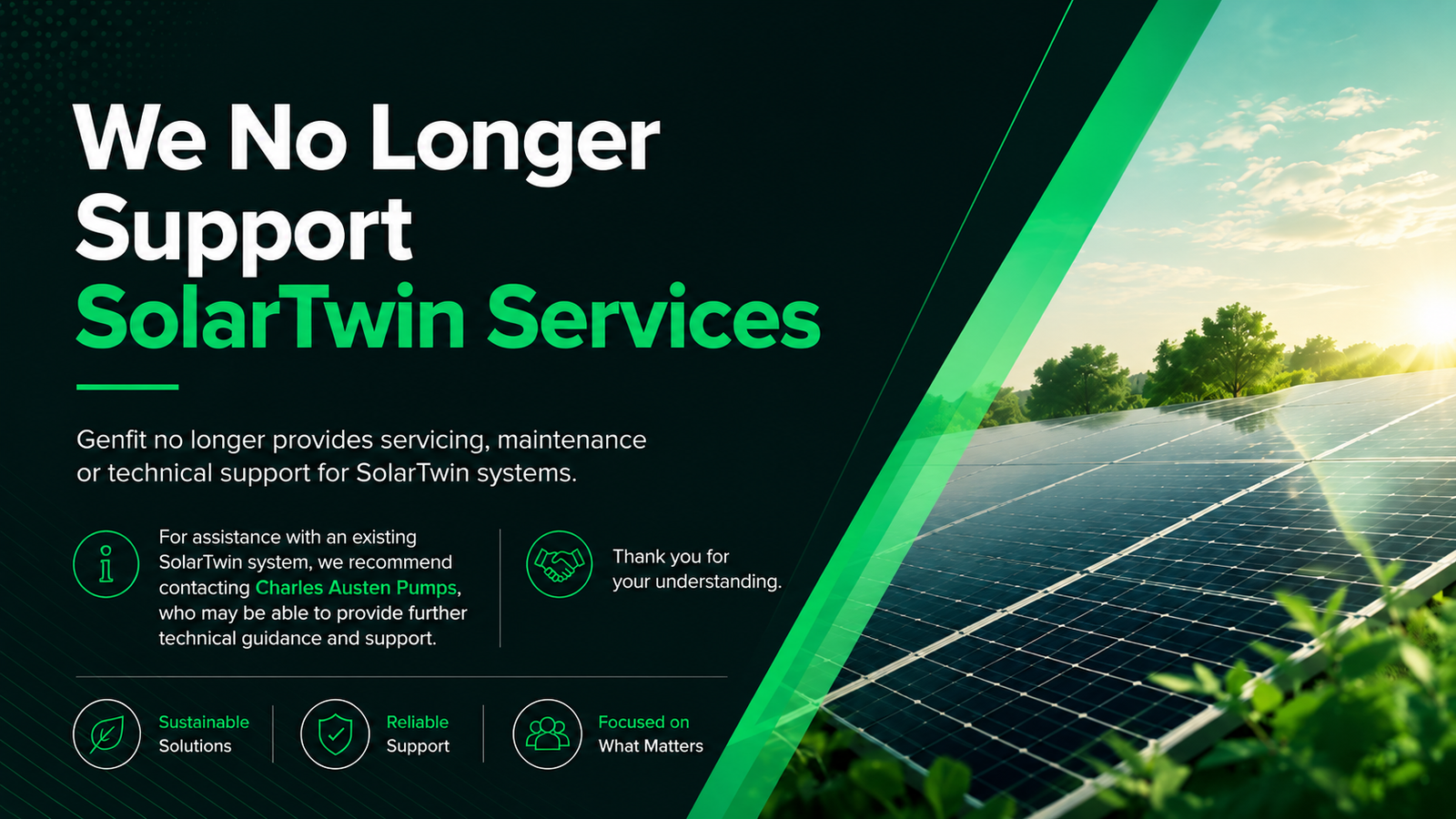Genfit no longer supports SolarTwin services